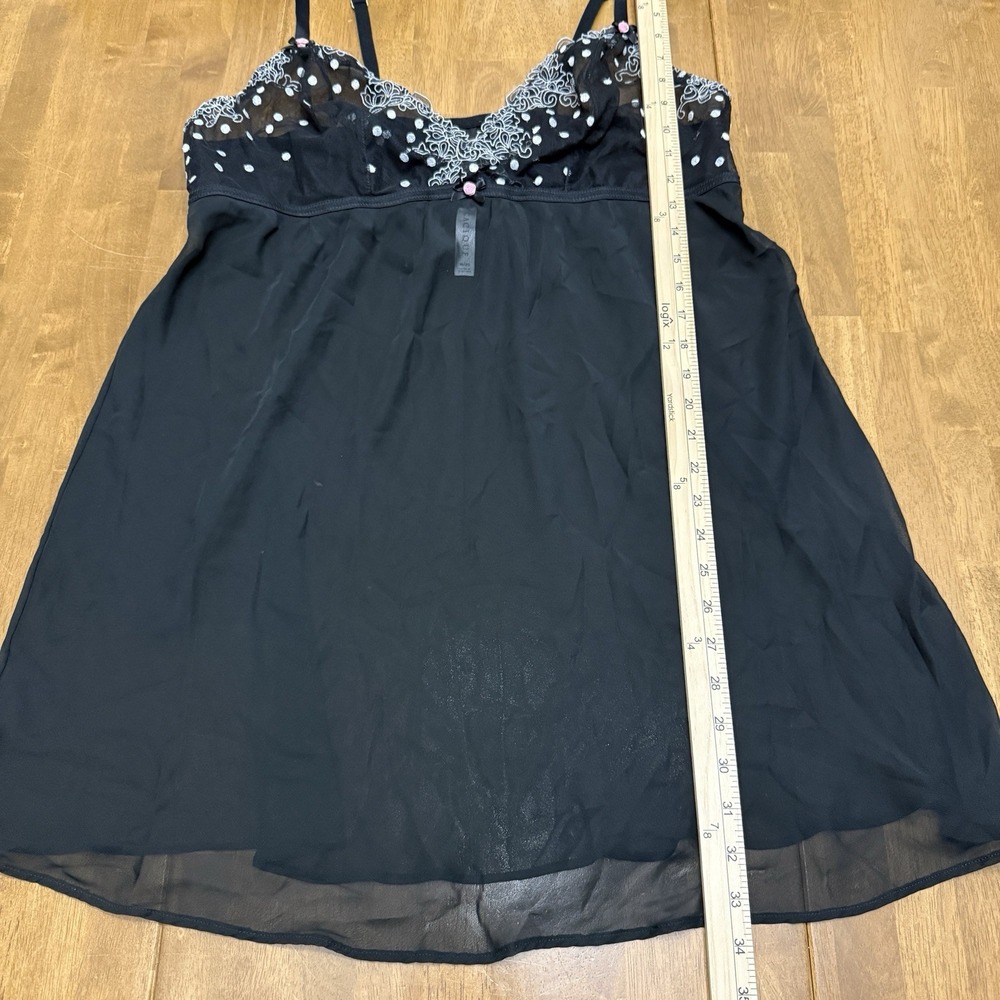 Cacique babydoll lingerie women's 18/20 black sexy feminine romantic sheer dots - Picture 6 of 8